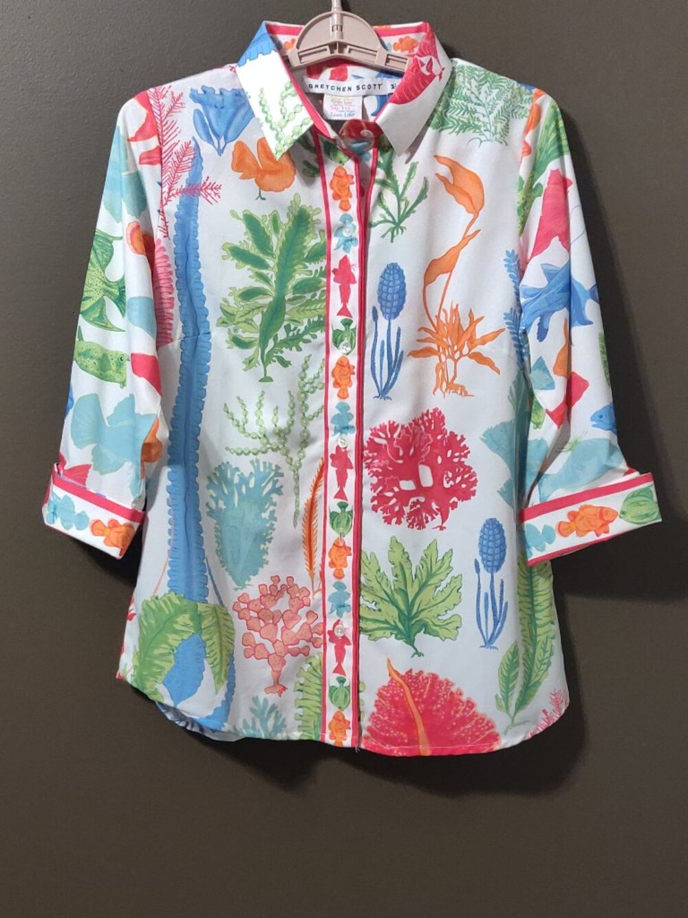 Gretchen Scott Sea Sway Reef Brights Button Up Collared Shirt Medium